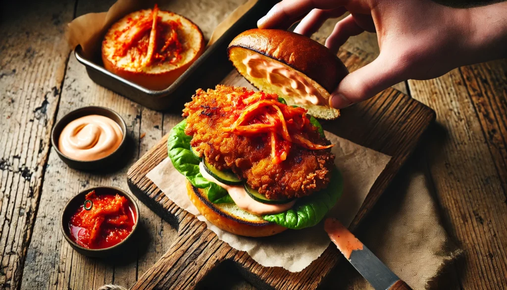 Korean-Inspired Fried Chicken Burgers