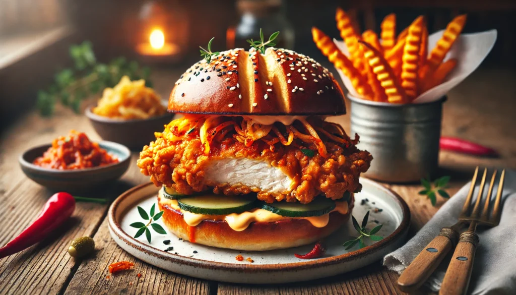 Korean-Inspired Fried Chicken Burgers