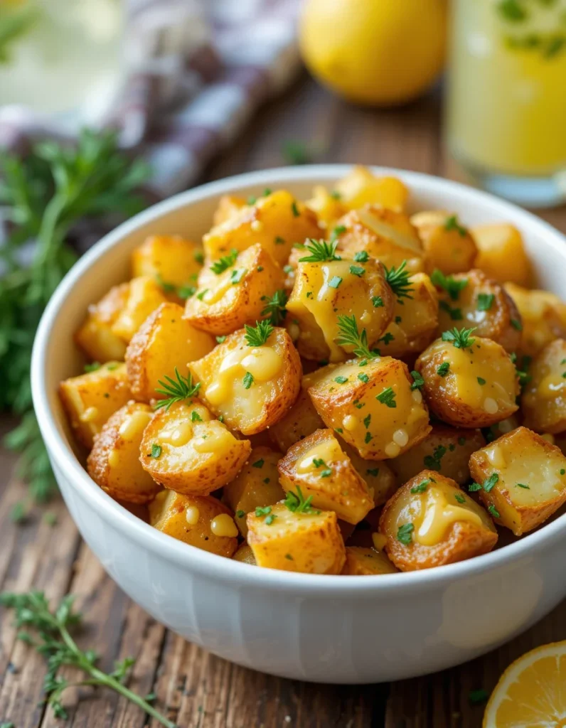 honey mustard crispy smashed potato salad