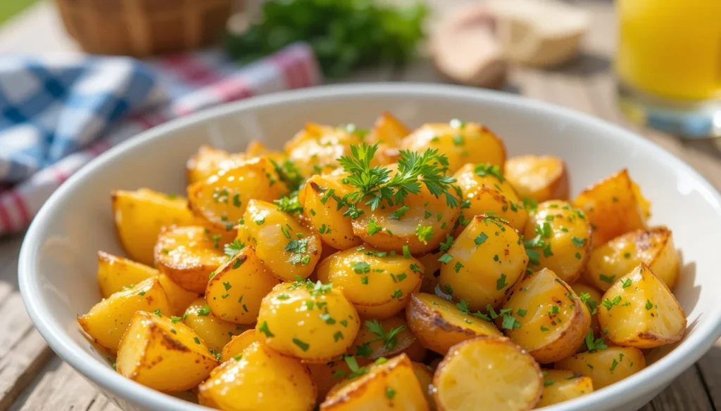 honey mustard crispy smashed potato salad