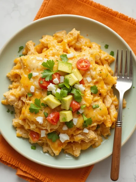 Crockpot Chicken Enchilada Casserole