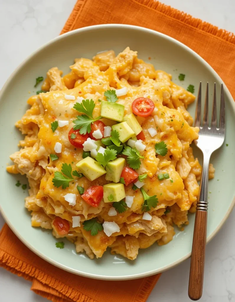 Crockpot Chicken Enchilada Casserole